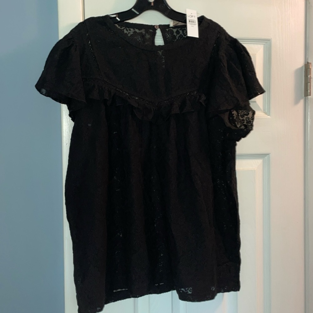Loft blouse.  Lace like black top.  Size XXL brand new with tags.